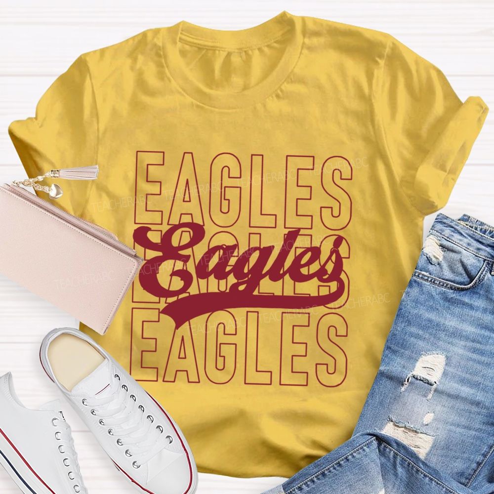 Personalized Mascot Simple Text Fonts Teacher T-Shirt