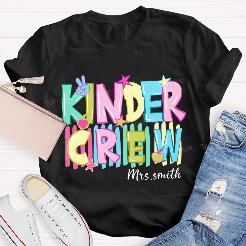 Personalized Grade And Name Colorful Letters And Star Teacher T-Shirt