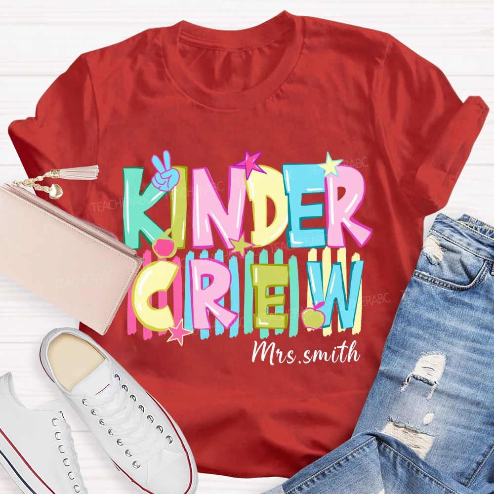 Personalized Grade And Name Colorful Letters And Star Teacher T-Shirt