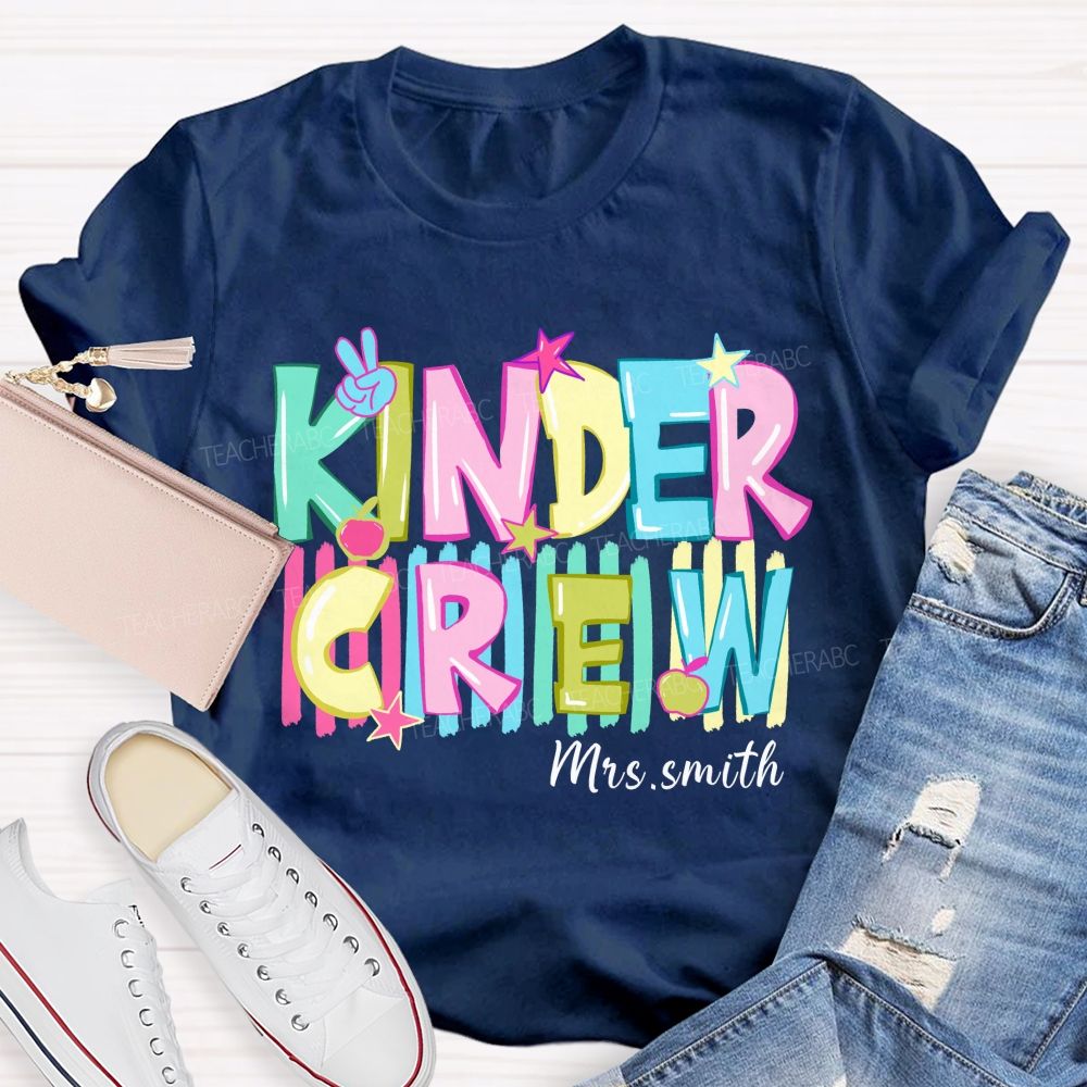 Personalized Grade And Name Colorful Letters And Star Teacher T-Shirt