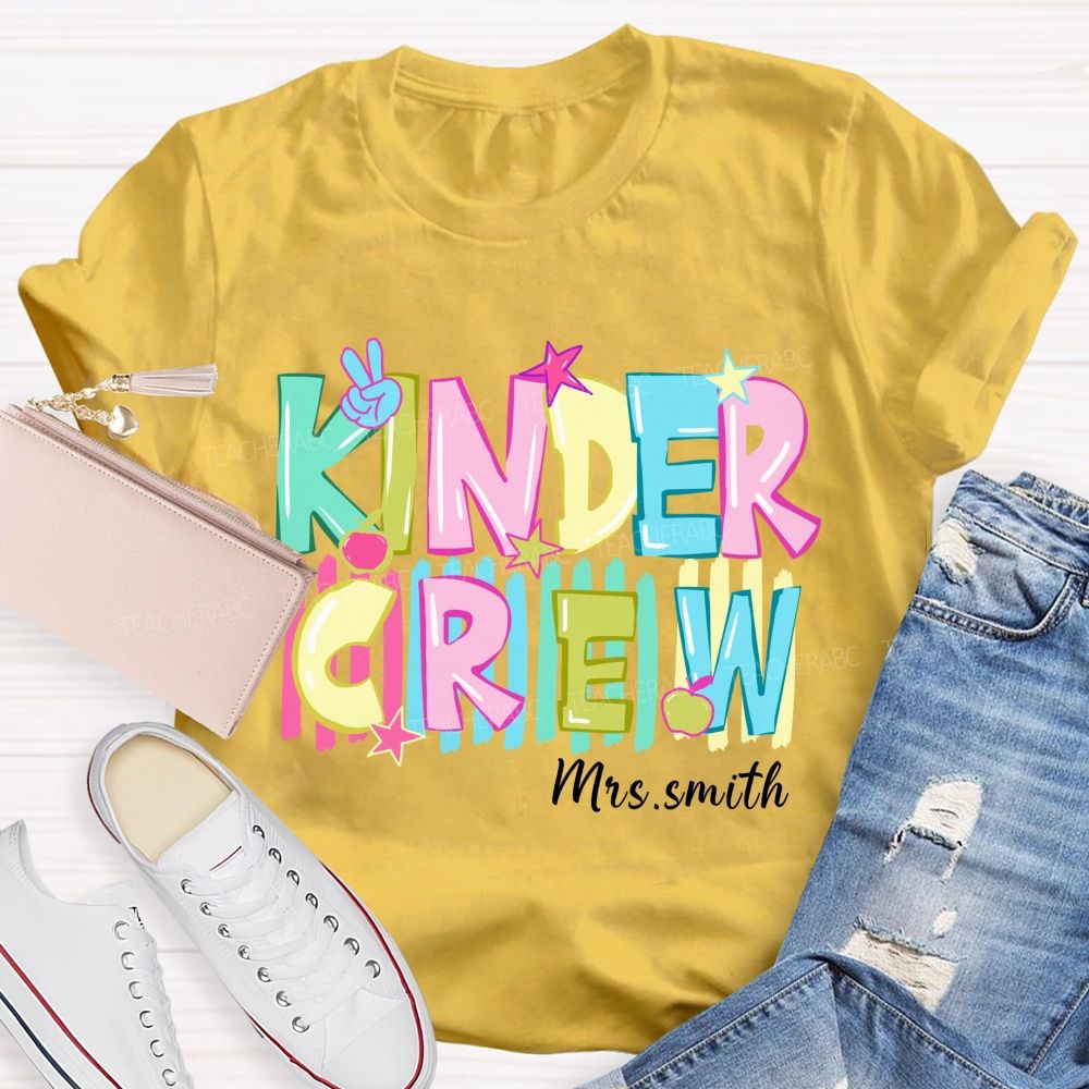 Personalized Grade And Name Colorful Letters And Star Teacher T-Shirt