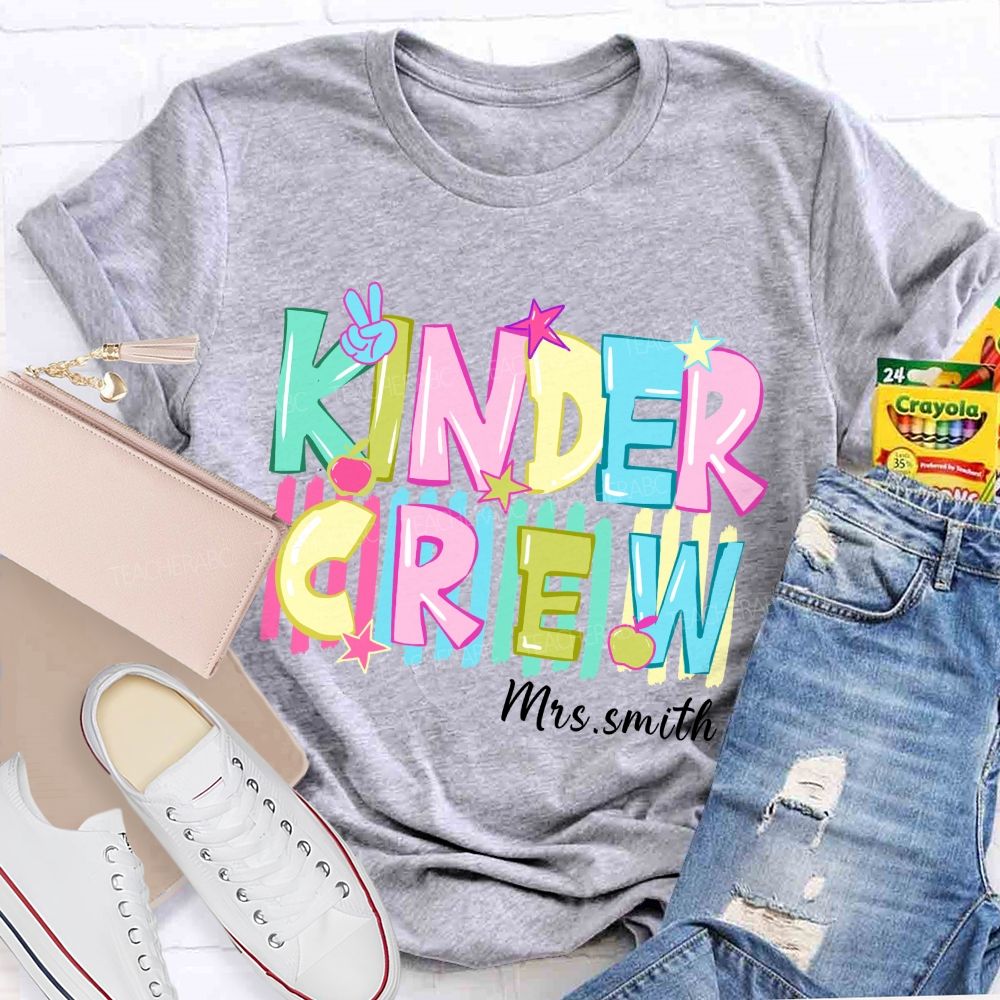 Personalized Grade And Name Colorful Letters And Star Teacher T-Shirt