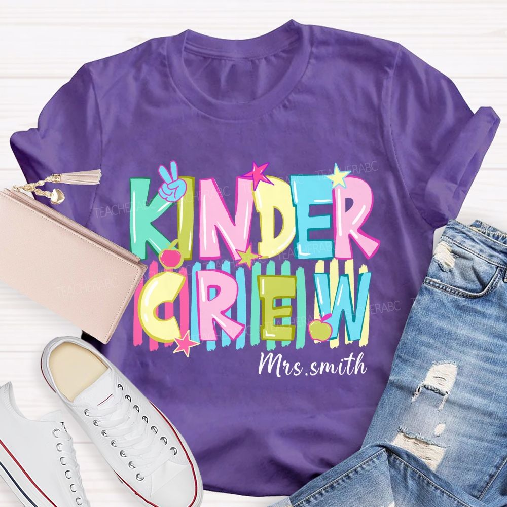 Personalized Grade And Name Colorful Letters And Star Teacher T-Shirt