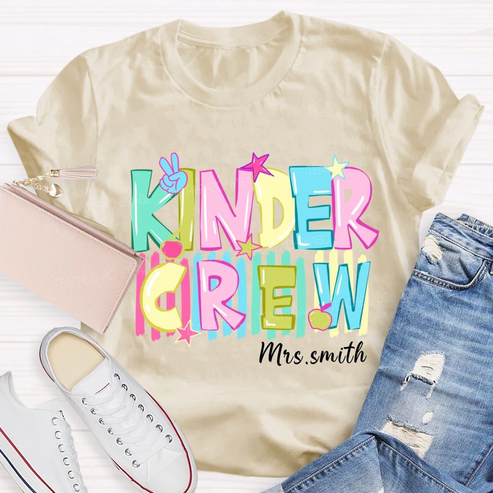 Personalized Grade And Name Colorful Letters And Star Teacher T-Shirt