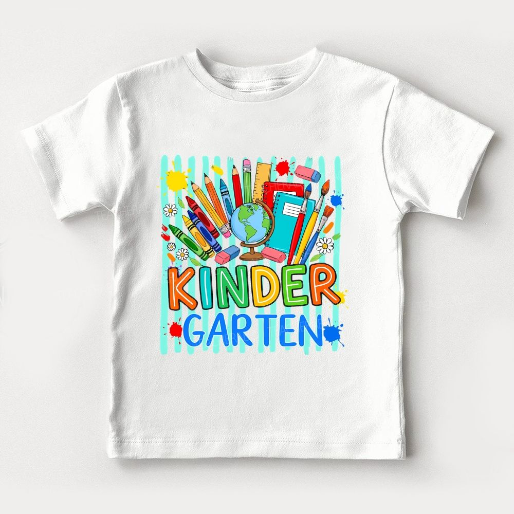 Personalized Grade Colorful School Supply Kindergarten Toddler T-shirts