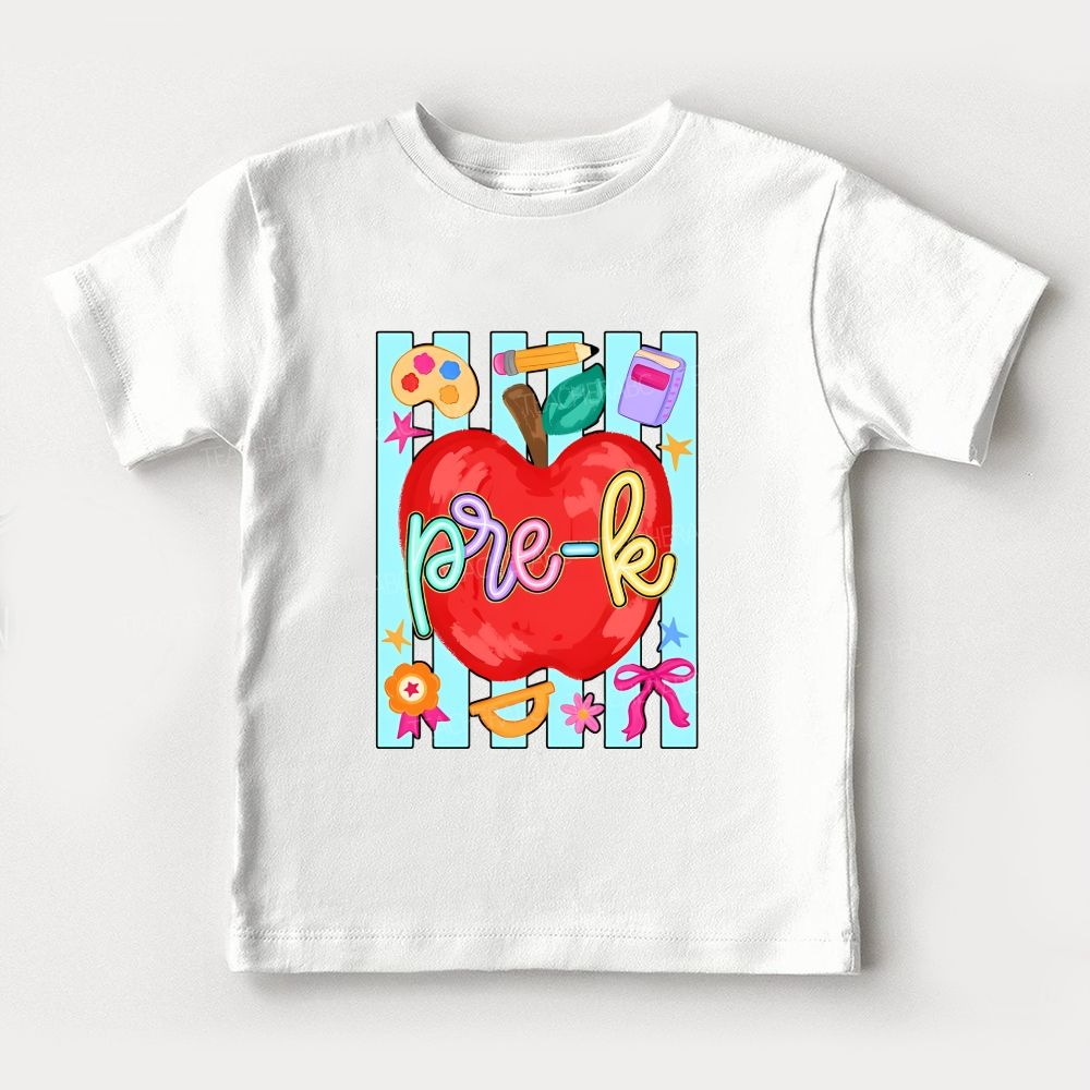 Personalized Grade Apple School Supply Pre-School Toddler T-shirts