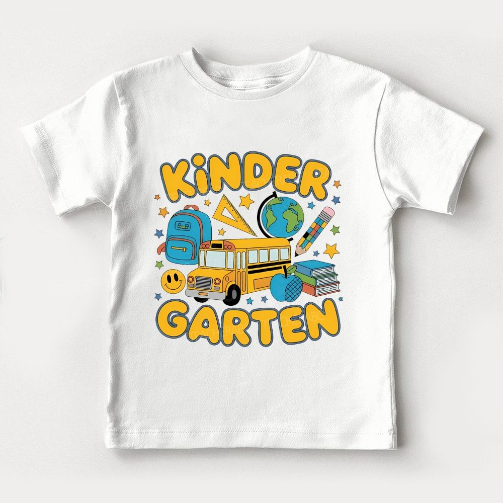 Personalized Grade Yellow School Bus School Supply Toddler T-shirts