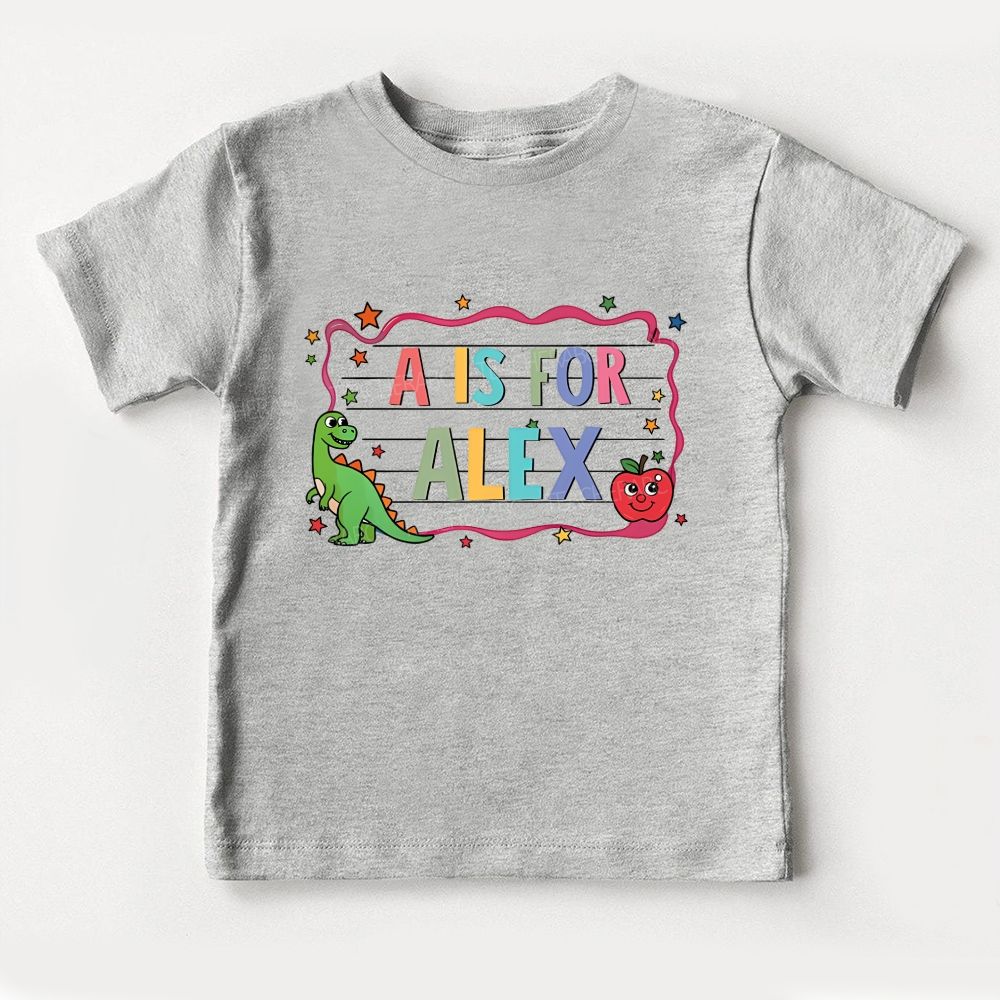 Personalized Name Kindergarten Notebook Lined Border Green Dinosaur Toddler T-shirts