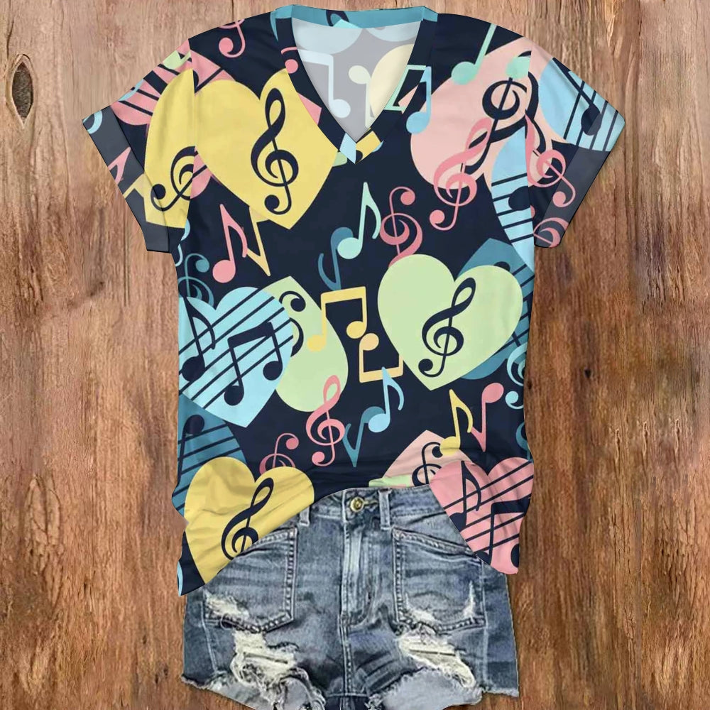 Love Music V Neck T-shirt