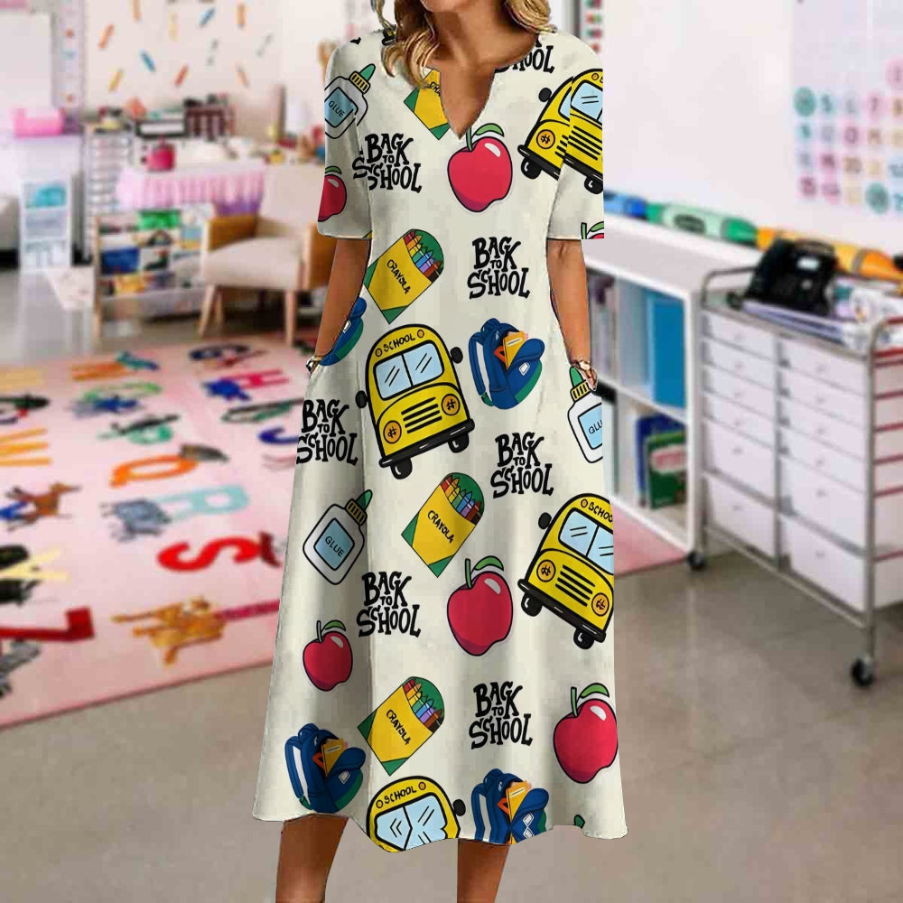 Back To School Apple School Bus Dress