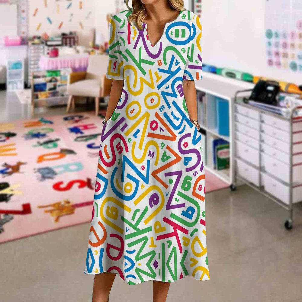 Colorful Abstract Line Print Dress