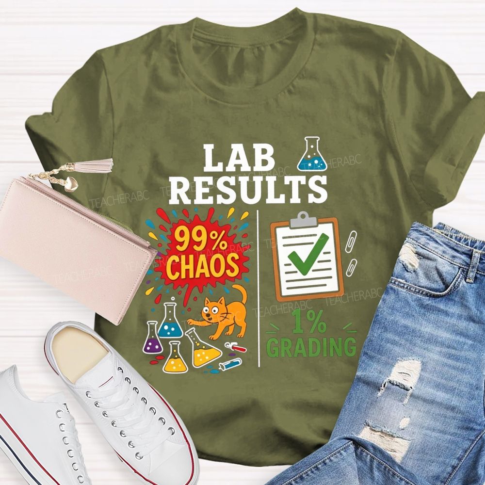 Cute Orange Cat Messy Lab Flask Science Teacher T-shirt