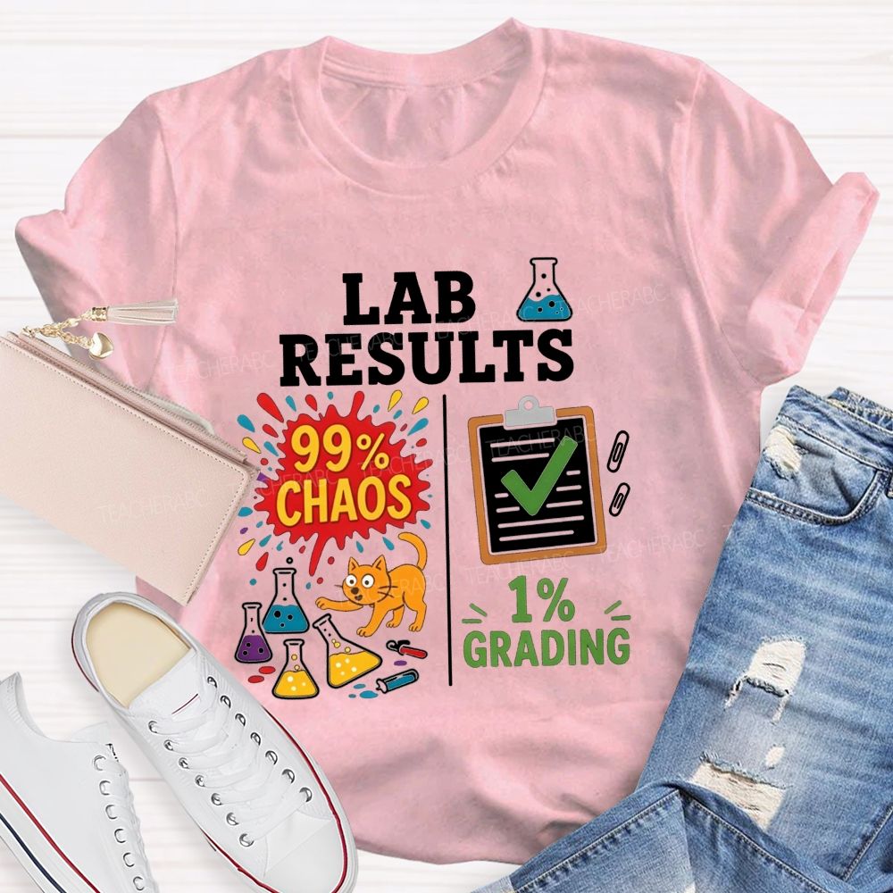 Cute Orange Cat Messy Lab Flask Science Teacher T-shirt