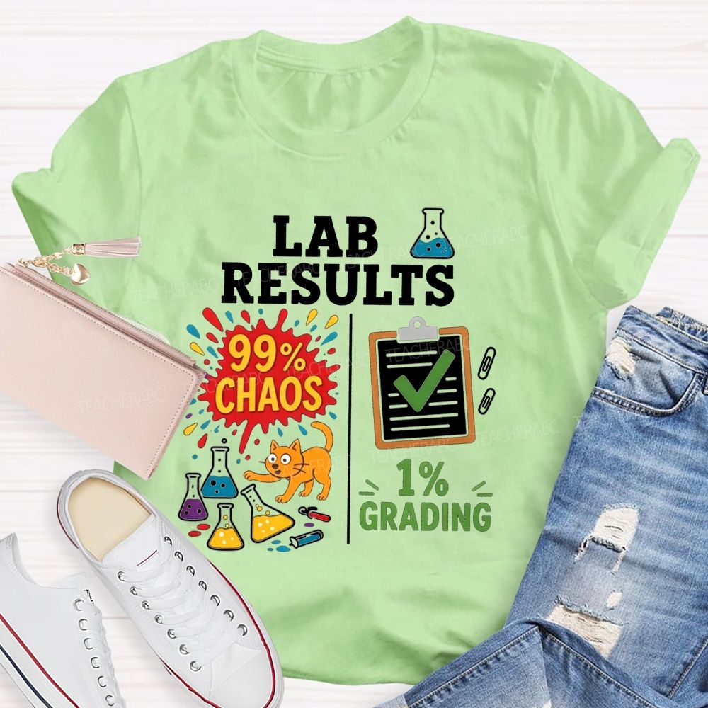 Cute Orange Cat Messy Lab Flask Science Teacher T-shirt