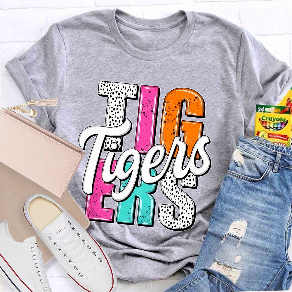 Personalized Mascot Colorful And Dots Letters Teacher T-Shirt