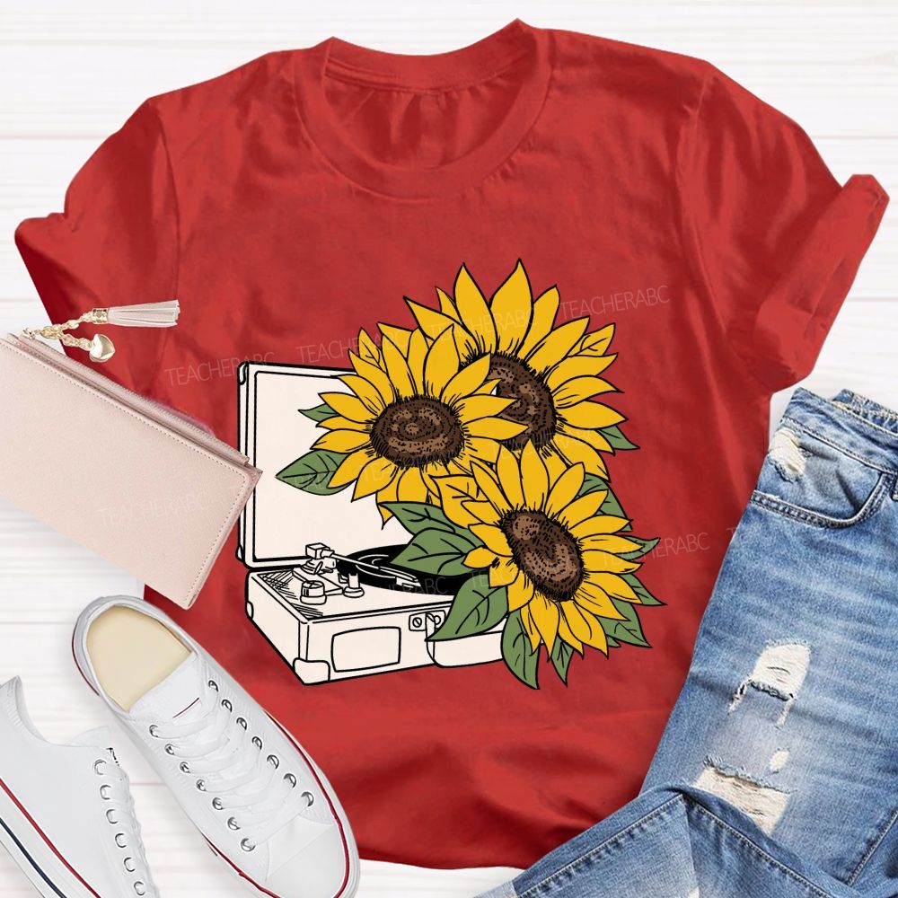 Sunflower Music Box Teacher T-shirt