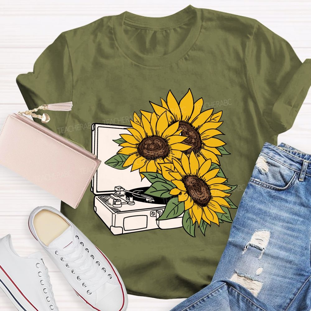 Sunflower Music Box Teacher T-shirt