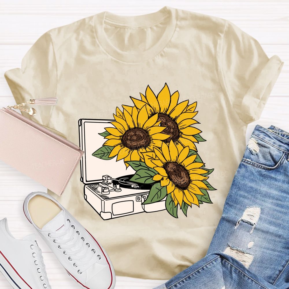 Sunflower Music Box Teacher T-shirt