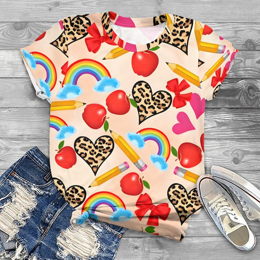 Teacher Life Pattern Leopard Printed T-shirt