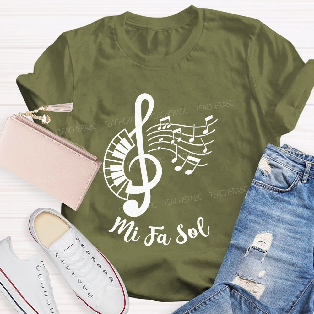 Mi Fa Sol Treble Clef Piano Music Teacher T-shirt