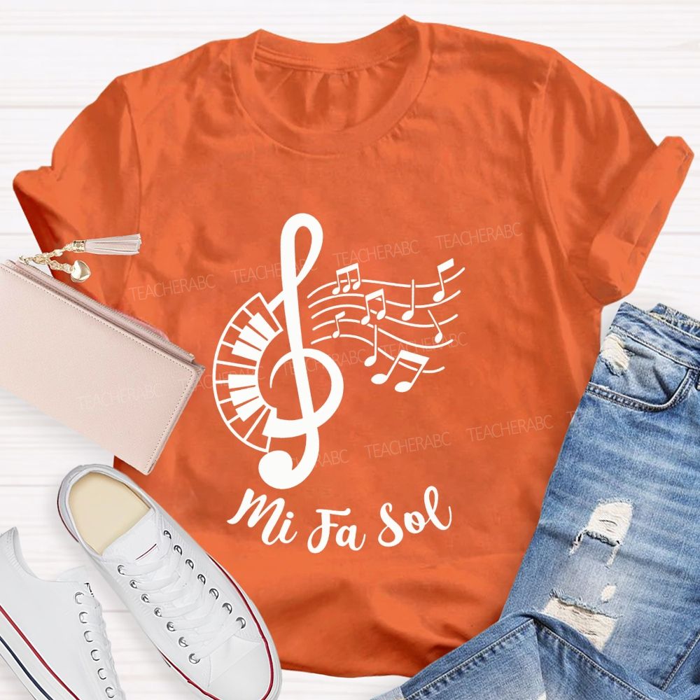 Mi Fa Sol Treble Clef Piano Music Teacher T-shirt