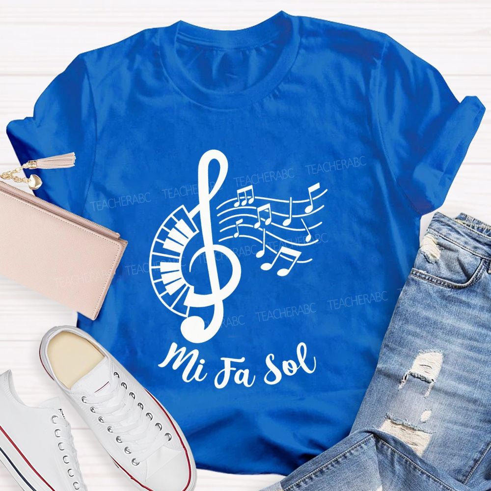 Mi Fa Sol Treble Clef Piano Music Teacher T-shirt