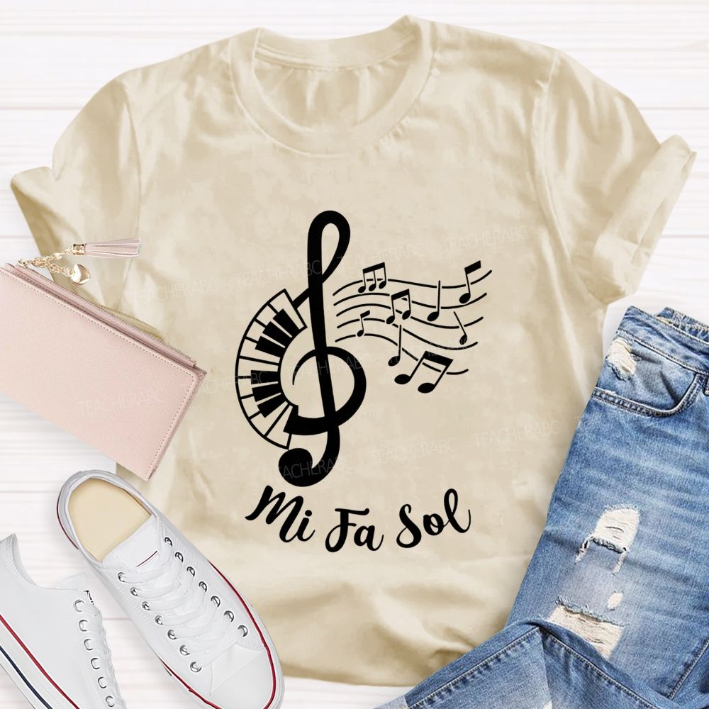 Mi Fa Sol Treble Clef Piano Music Teacher T-shirt