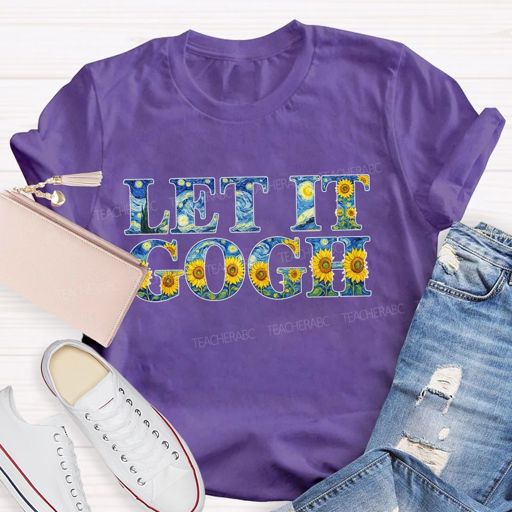 Let It Go Art Sunflower Printed Teacher T-Shirt