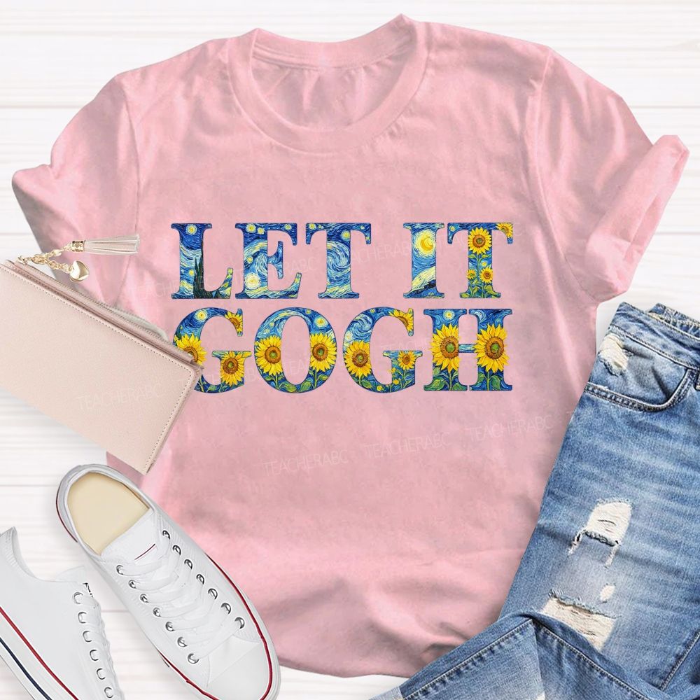 Let It Go Art Sunflower Printed Teacher T-Shirt