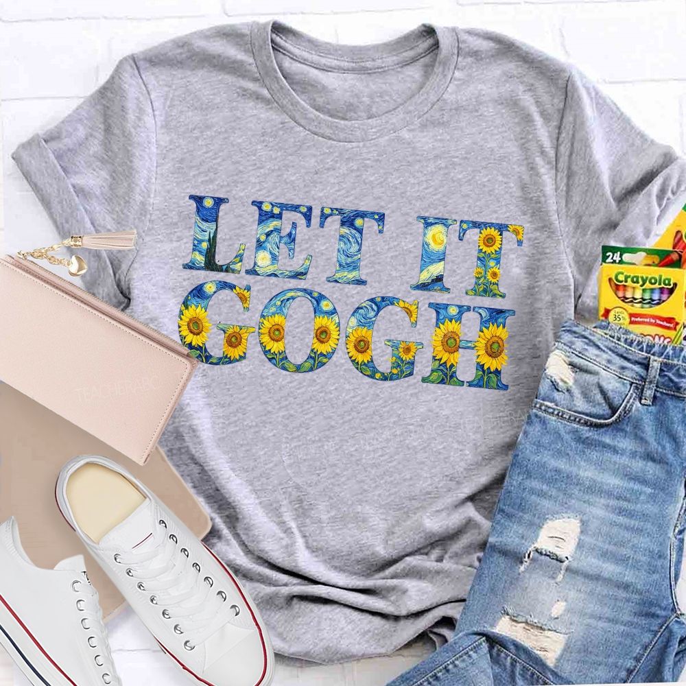 Let It Go Art Sunflower Printed Teacher T-Shirt