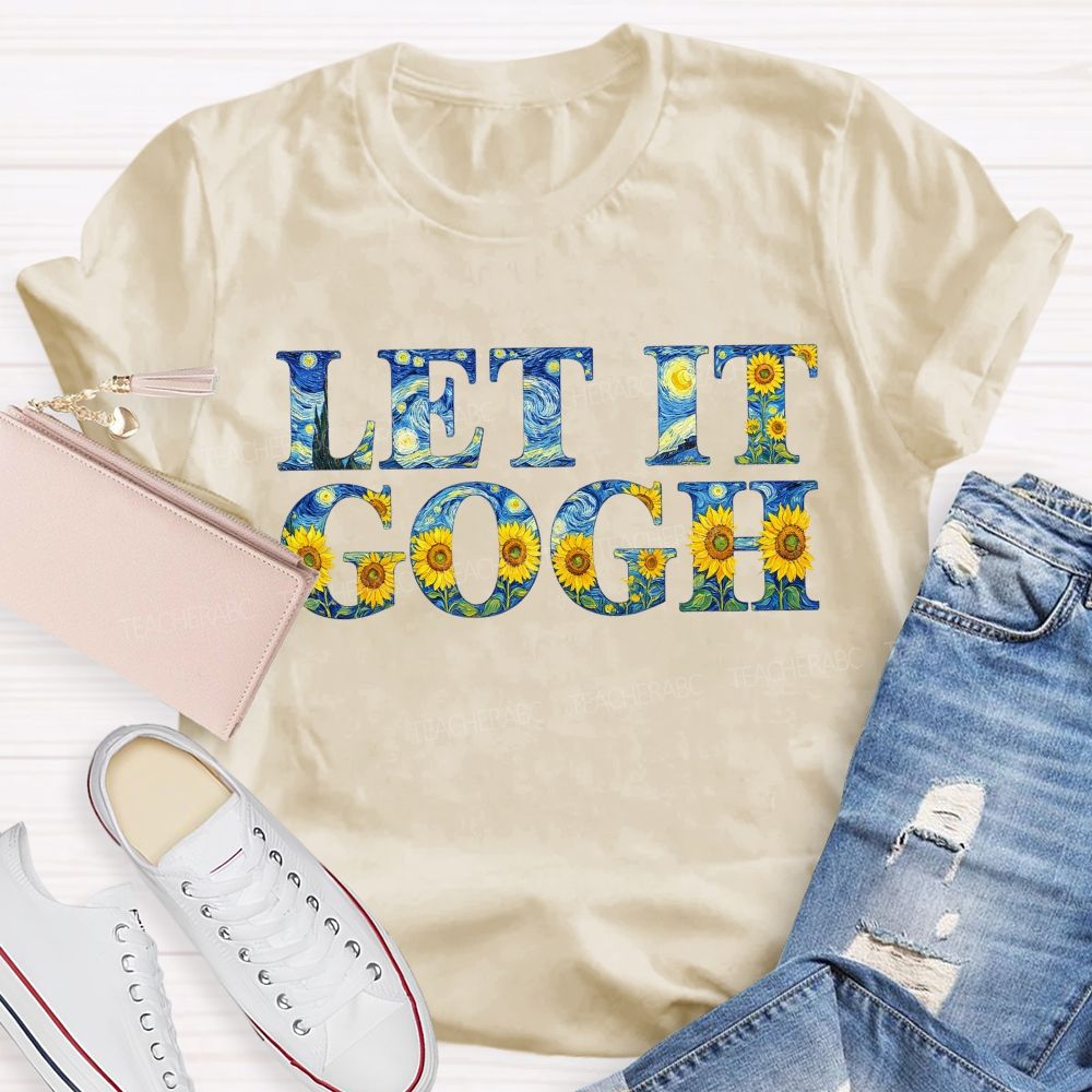 Let It Go Art Sunflower Printed Teacher T-Shirt