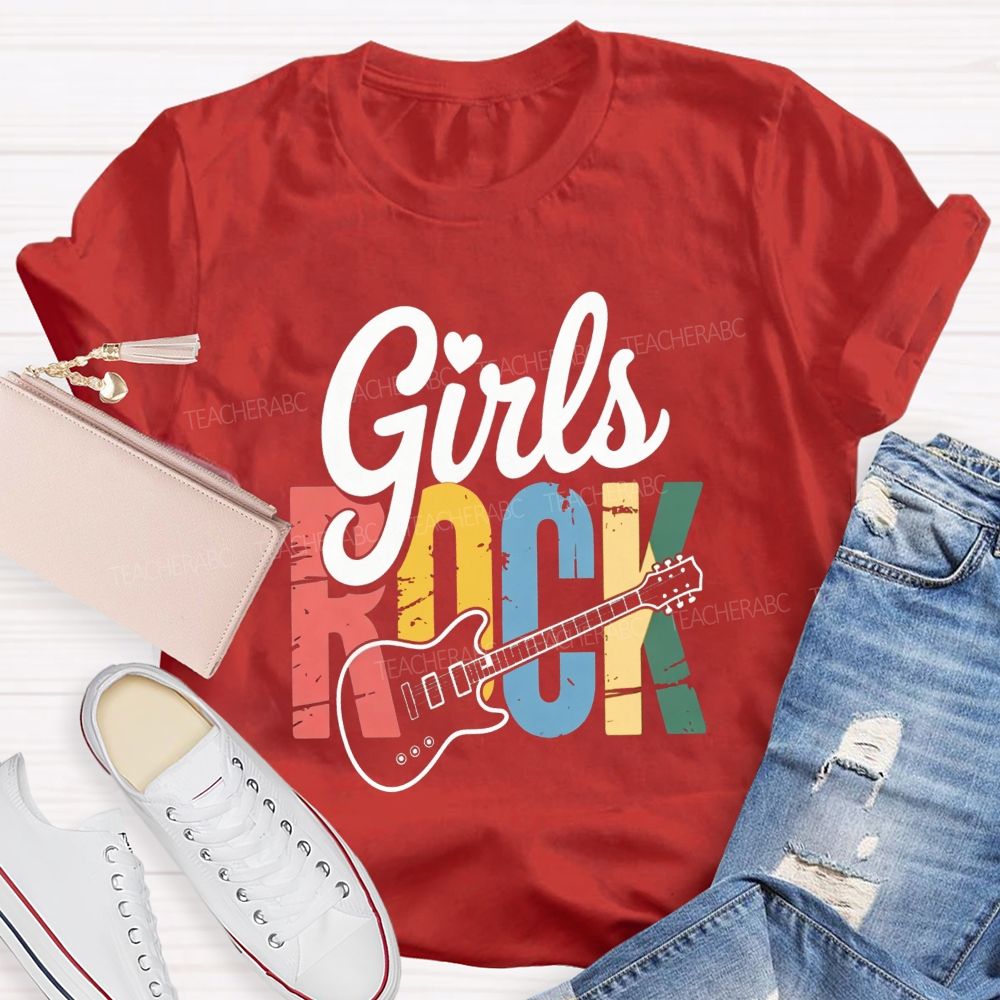 Girls Rock Electric Guitar Music Teacher T-shirt