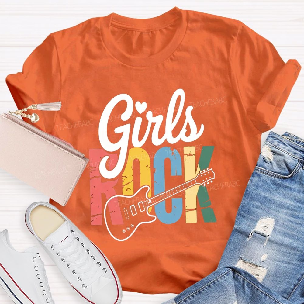 Girls Rock Electric Guitar Music Teacher T-shirt