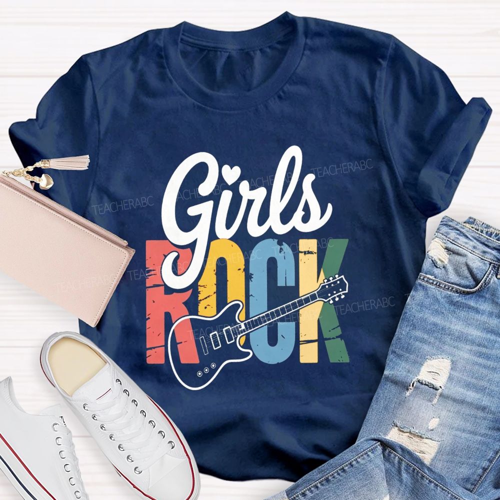 Girls Rock Electric Guitar Music Teacher T-shirt