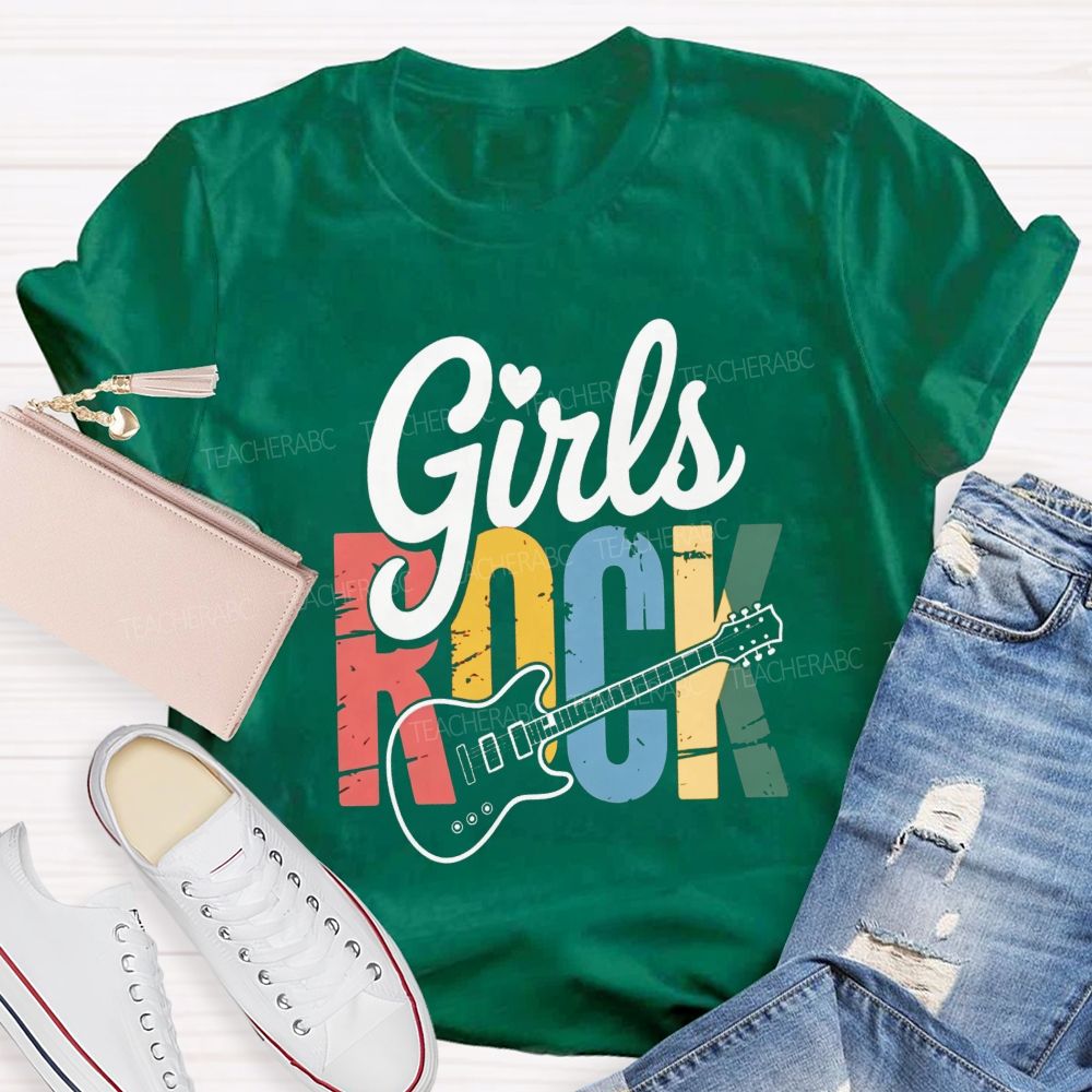Girls Rock Electric Guitar Music Teacher T-shirt