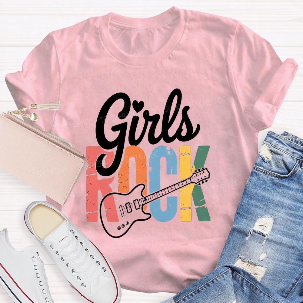 Girls Rock Electric Guitar Music Teacher T-shirt