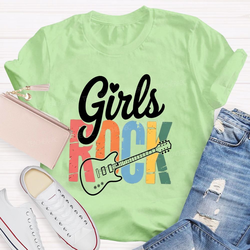Girls Rock Electric Guitar Music Teacher T-shirt
