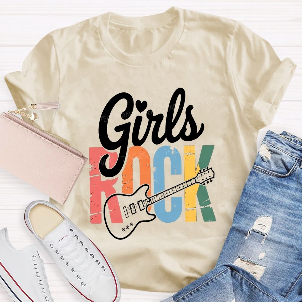 Girls Rock Electric Guitar Music Teacher T-shirt