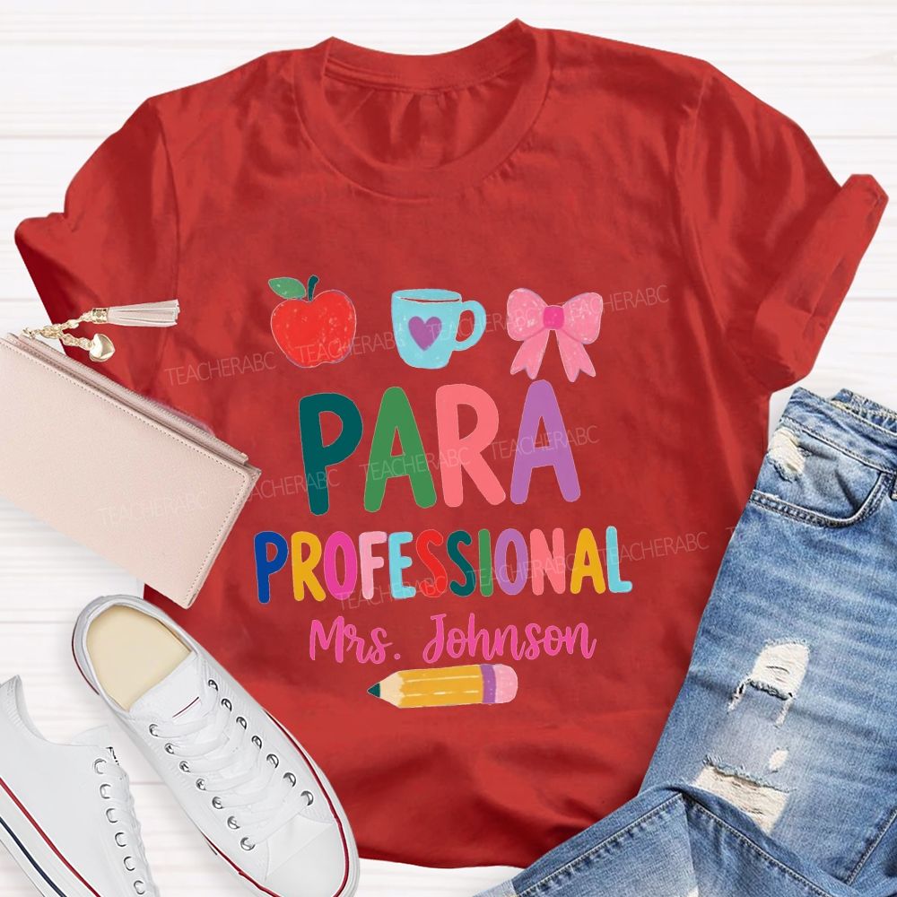 Personalized Name Para Professional Apple Bow Coffee T-shirt