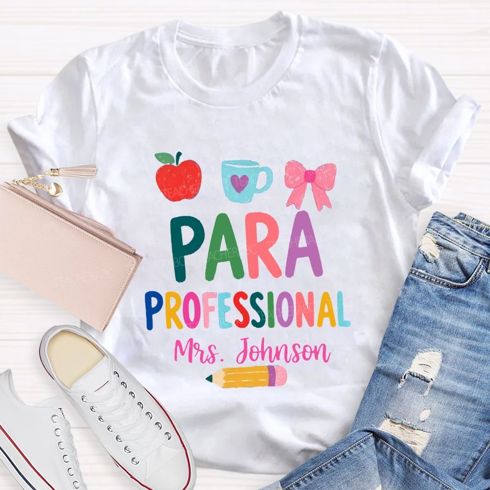 Personalized Name Para Professional Apple Bow Coffee T-shirt