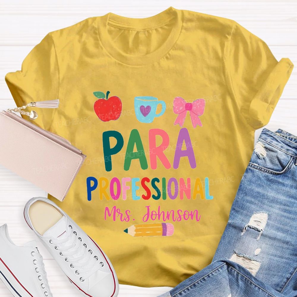 Personalized Name Para Professional Apple Bow Coffee T-shirt