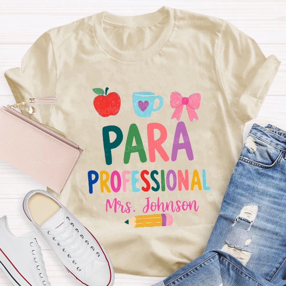 Personalized Name Para Professional Apple Bow Coffee T-shirt