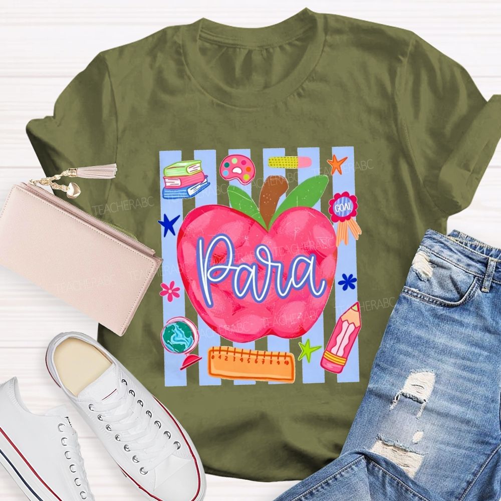 Para Apple Para School Staff Teacher T-shirt