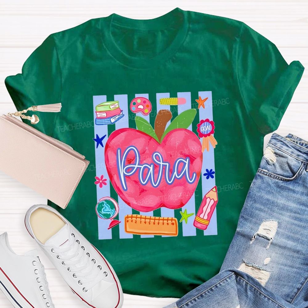 Para Apple Para School Staff Teacher T-shirt