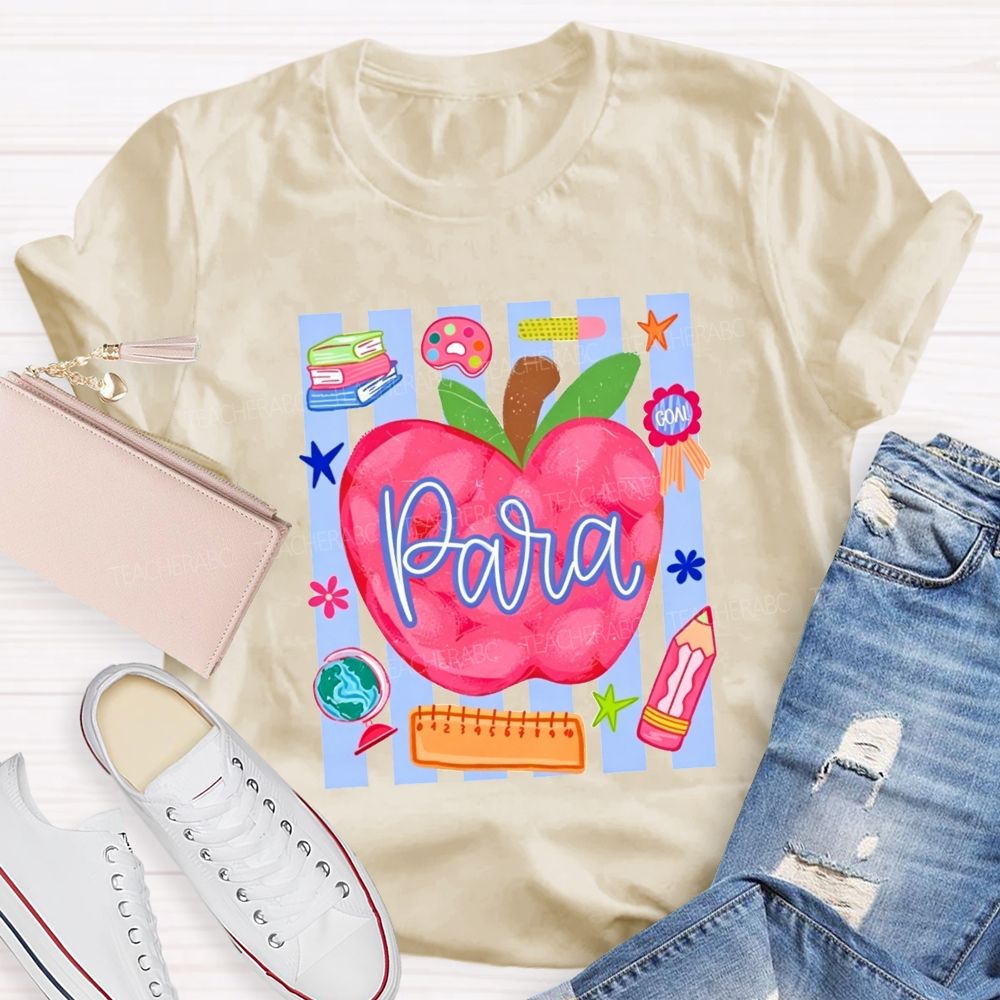 Para Apple Para School Staff Teacher T-shirt