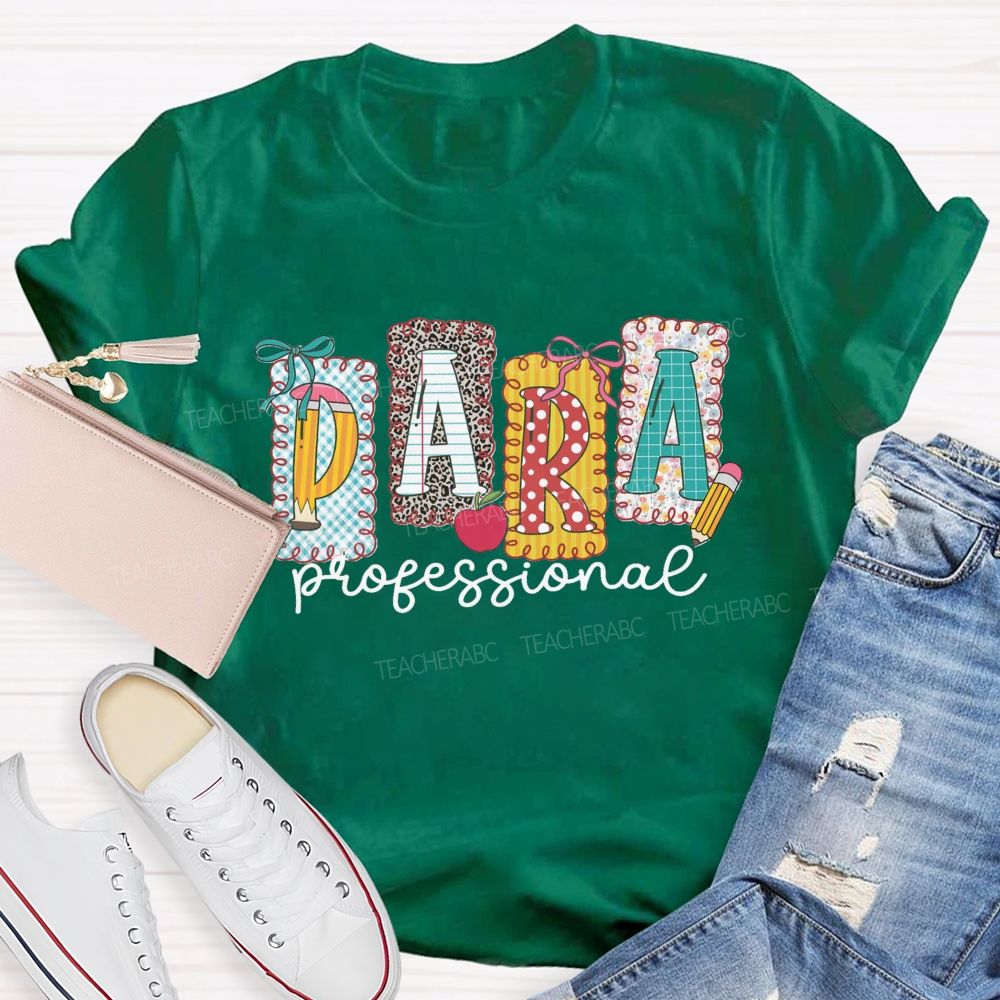 Personalized Name Leopard Pencil Para Teacher T-Shirt