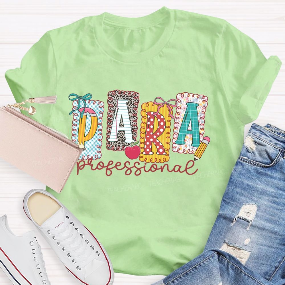 Personalized Name Leopard Pencil Para Teacher T-Shirt