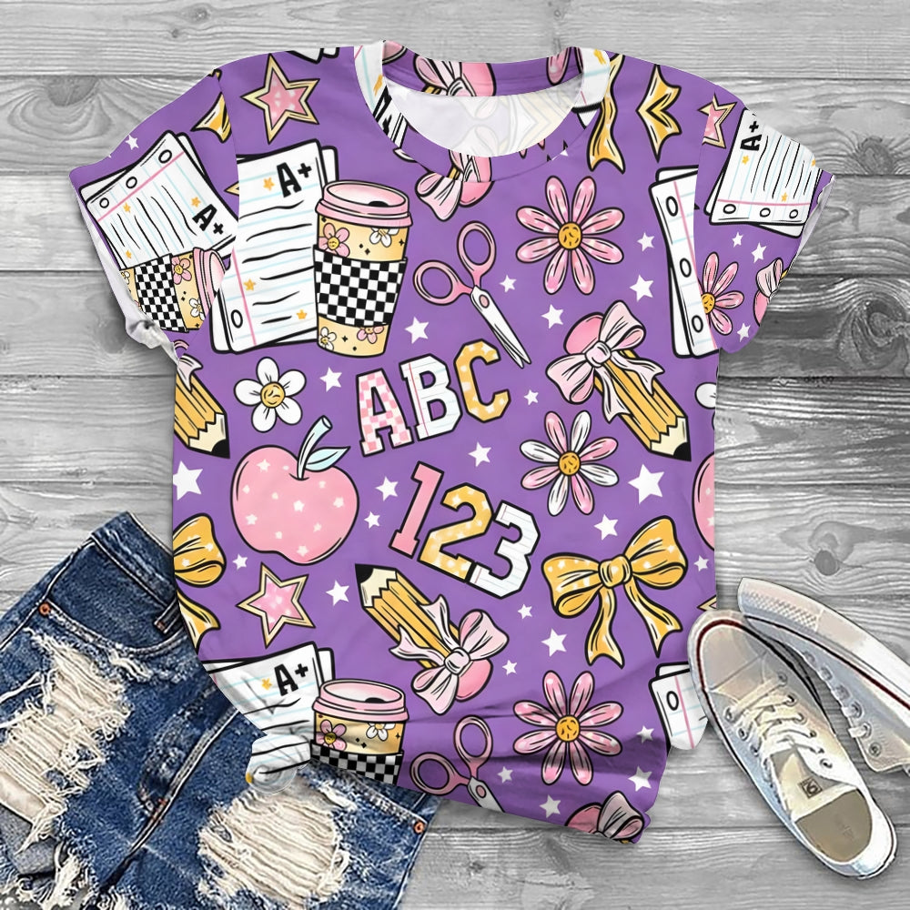 Purple World Back To School Printed T-Shirt