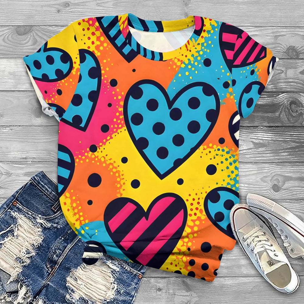 Vintage Heart Printed T-Shirt