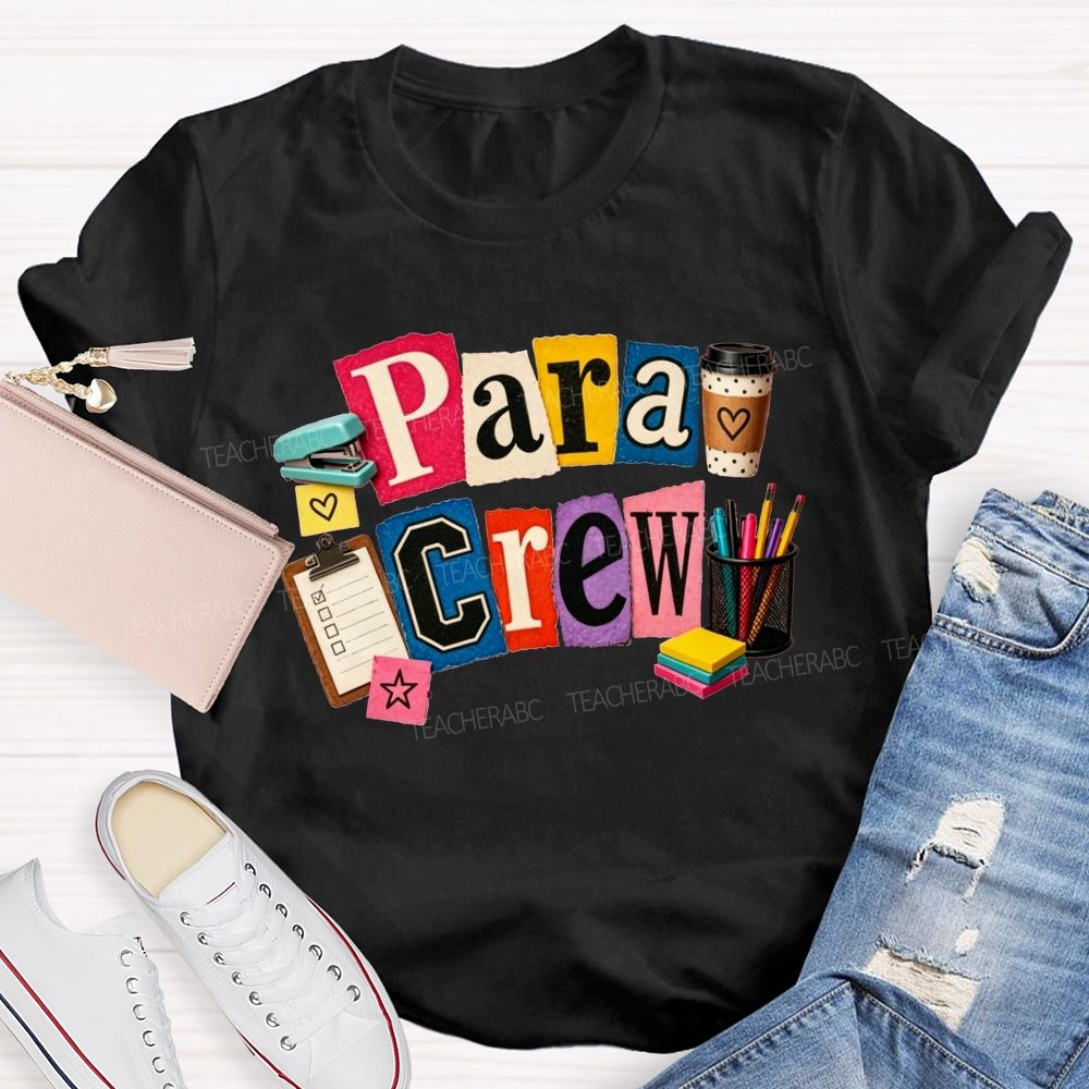 Para Crew Coffee Pen Stapler Teacher T-shirt